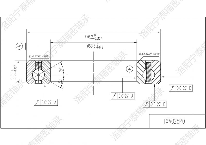 等截面薄壁四點接觸球軸承TXA025